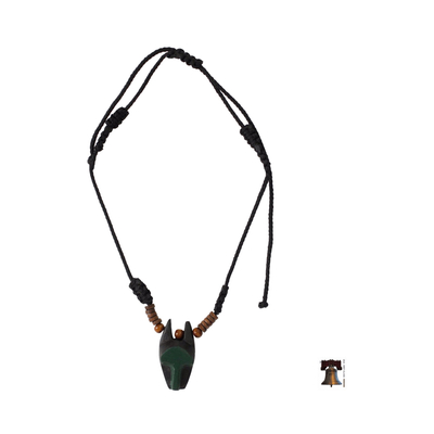 Herren-Halskette aus Holz - Handgefertigte Holzmasken-Halskette für Herren aus Afrika