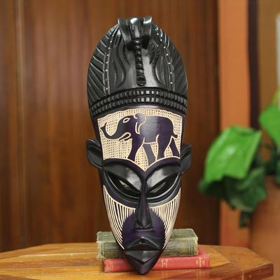 Ghanaian wood mask, African Elephant Spirit II