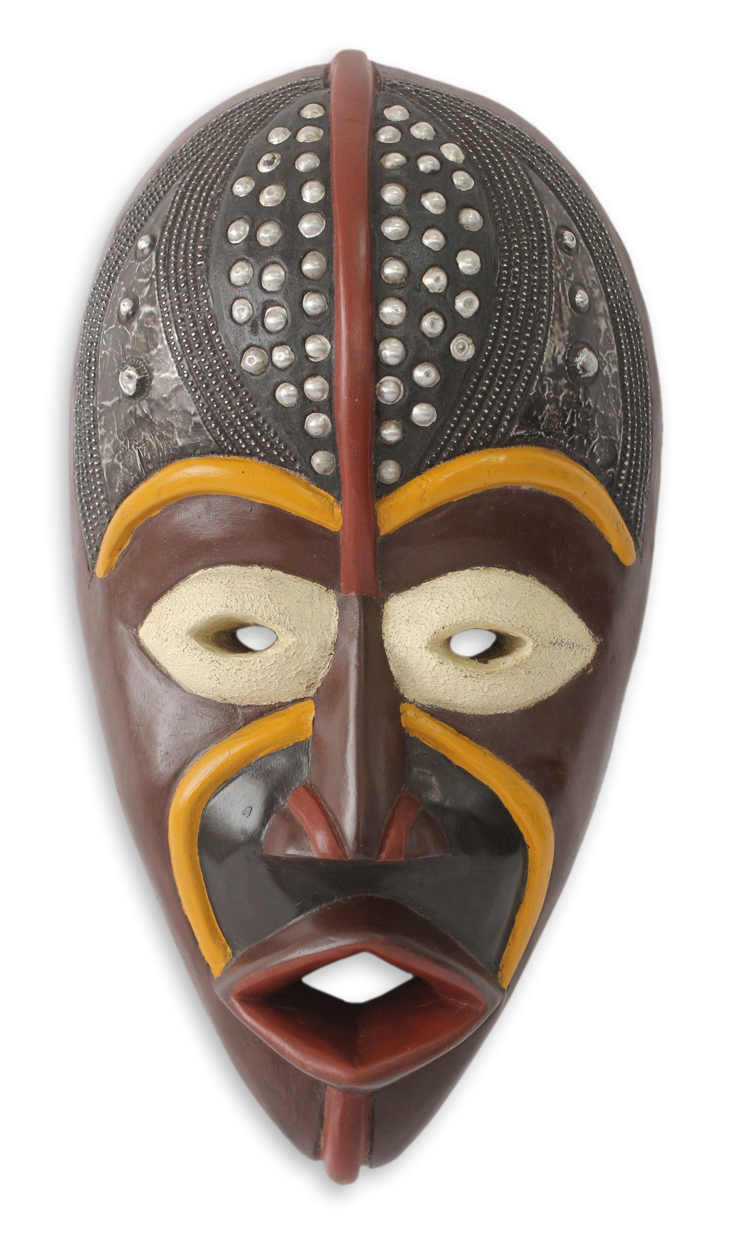 Multicolor Hand Made African Mask Hausa Bad Boy NOVICA