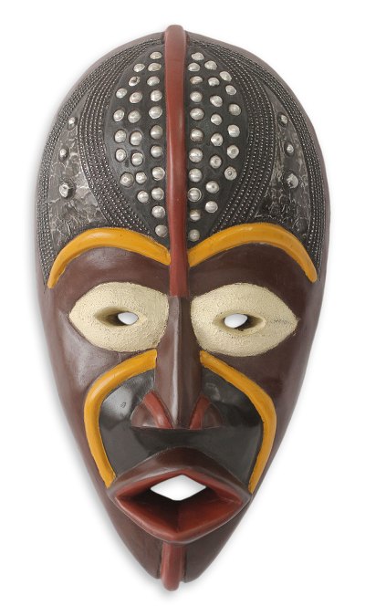 African mask, 'Hausa Bad Boy' - Multicolor Hand Made African Mask