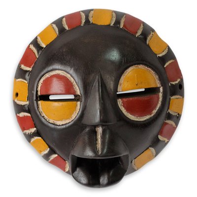 African mask, 'Akan Queen Mother' - Multi Color Handmade African Mask