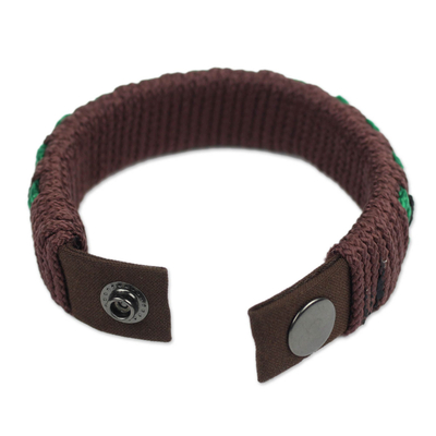 Men's wristband bracelet, 'Dark Brown Ananse Web' - Fair Trade Men's Bracelet Hand-crafted Jewellery