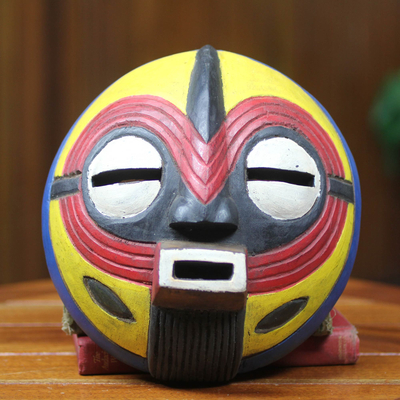 African wood mask, 'Joy' - Original African Mask Crafted by Hand