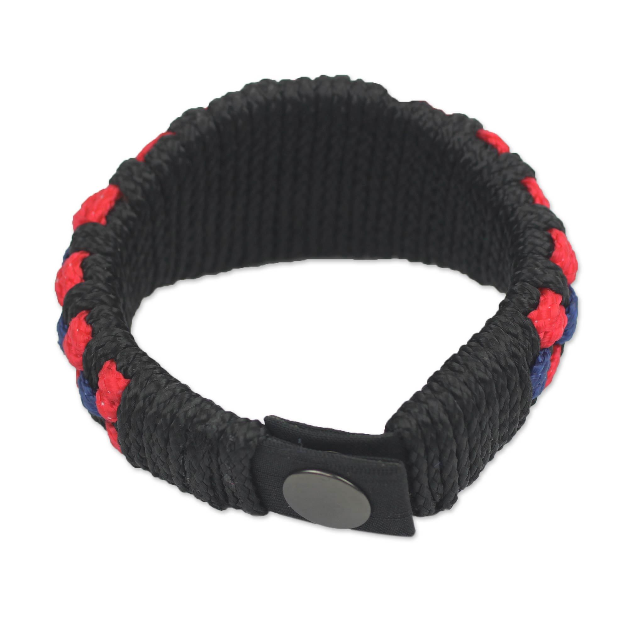 Men's Original Handcrafted Wristband Bracelet Tricolor Tradition NOVICA