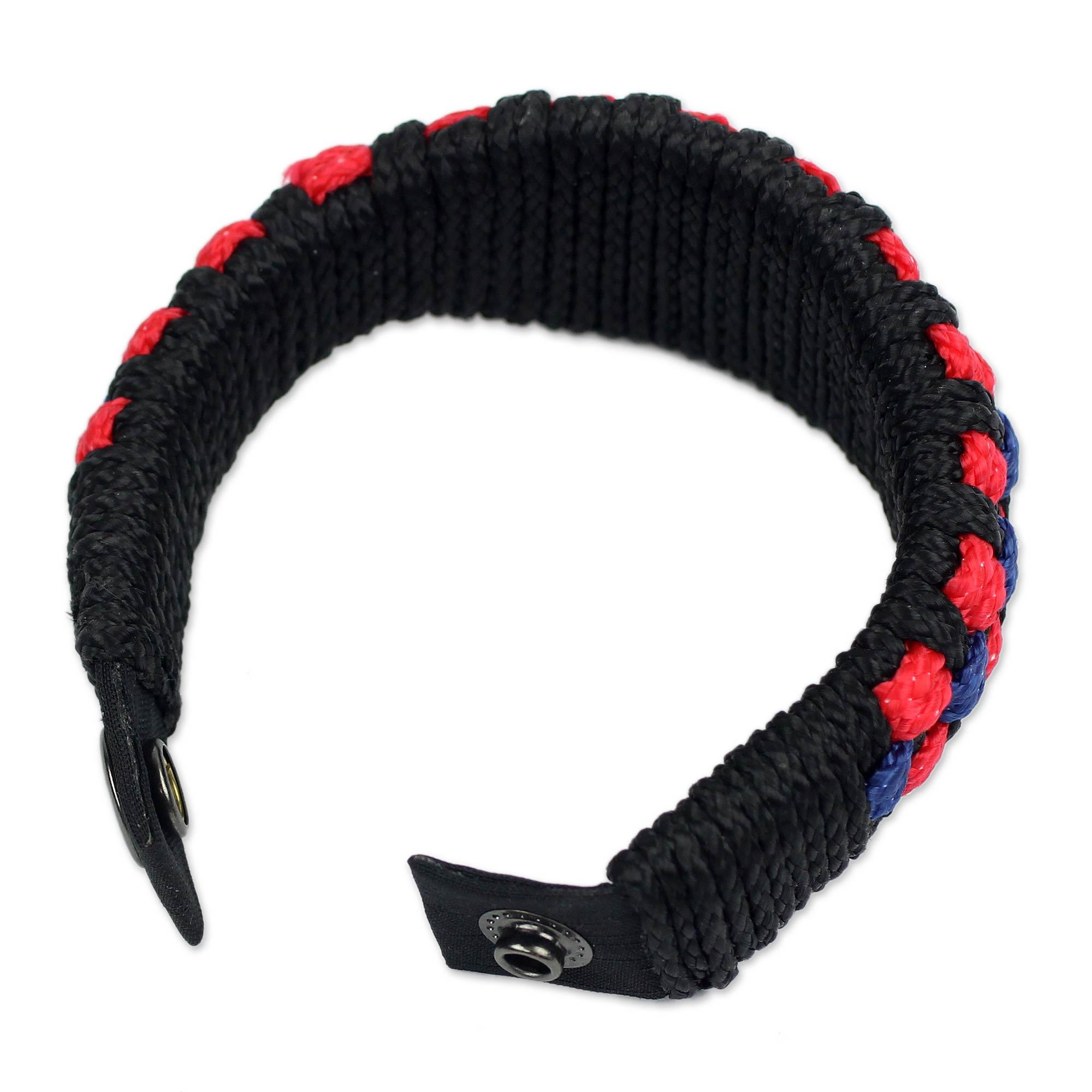 Men's Original Handcrafted Wristband Bracelet Tricolor Tradition NOVICA