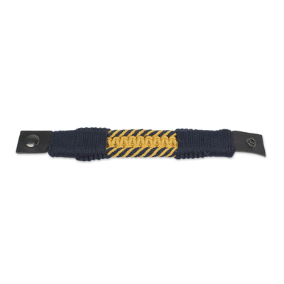Men's wristband bracelet, 'Colors of Distinction' - Men's Bracelet Macrame on Leather