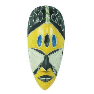 Máscara africana - Máscara Africana Artesanal Amarilla y Negra
