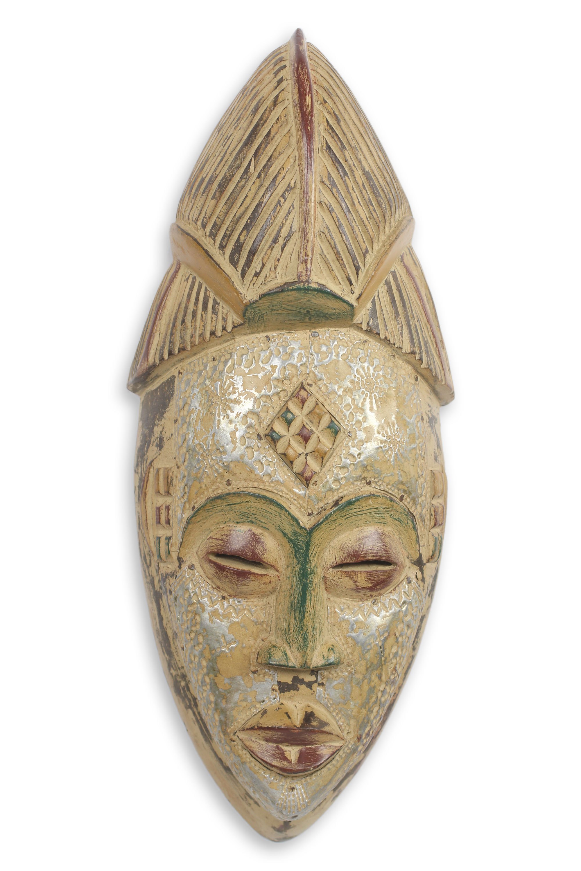 Ghanaian Handmade African Mask Akan Royalty NOVICA