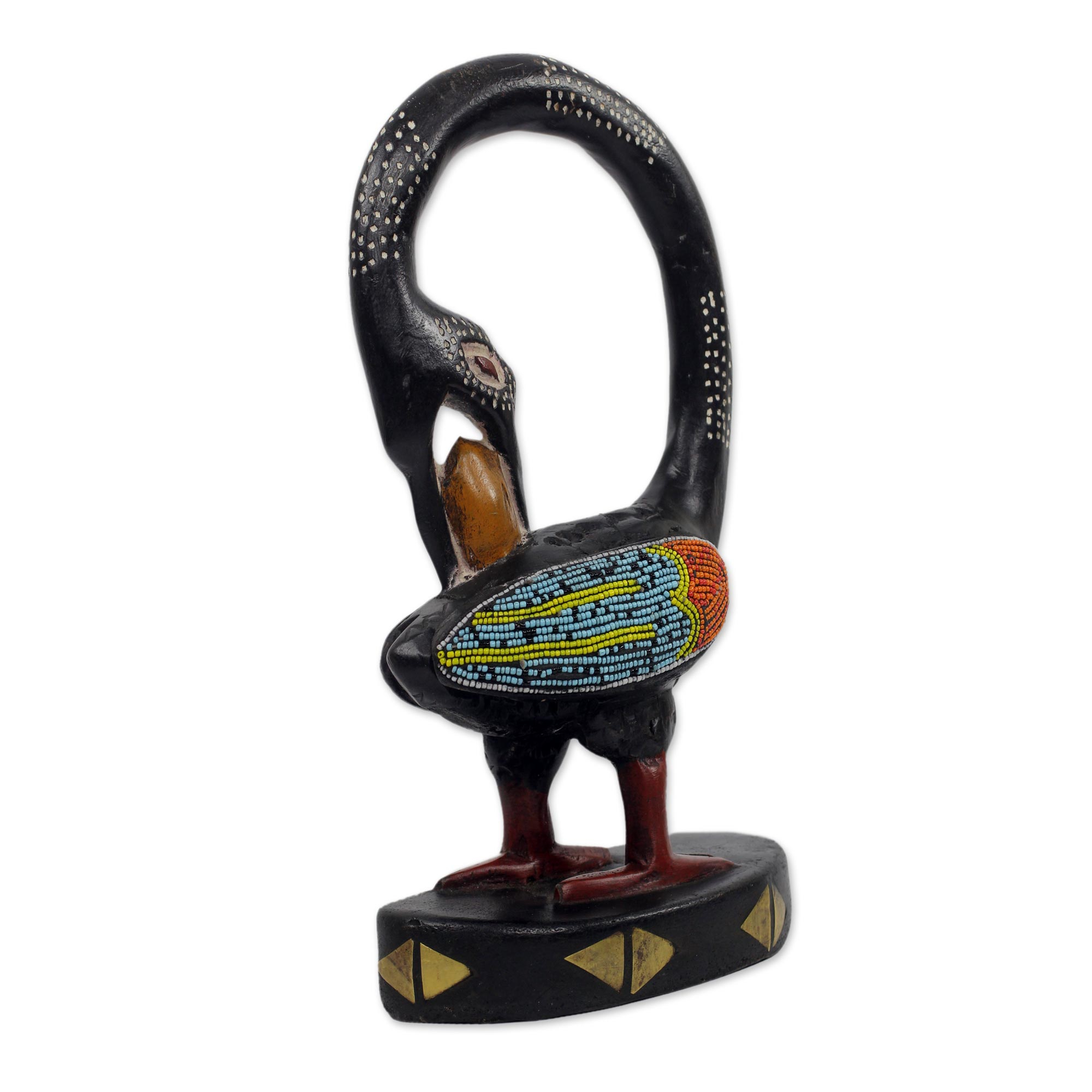 UNICEF Market | Adinkra Symbol Bird Wood Sculpture with Glass Beads ...