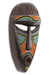 Afrikanische Perlenmaske aus Holz, „Agya Kofi“ – handgefertigte Maske aus afrikanischem Perlenholz