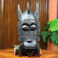 Afrikanische Maske, 'Senufo Men's Society' - Handgeschnitzte afrikanische Senufo-Maske der Elfenbeinküste