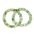Beaded stretch bracelets, 'Bravo' (pair) - Two Agate and Recycled Glass Stretch Bracelets