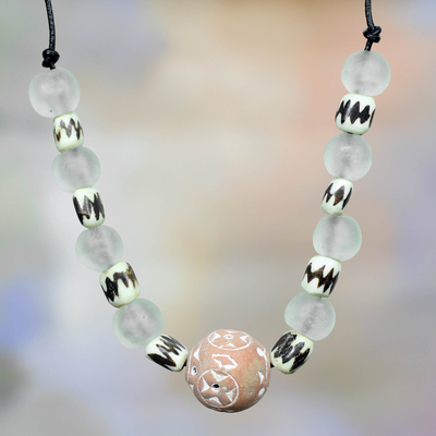 Recycled glass and ceramic beaded necklace, African Accents