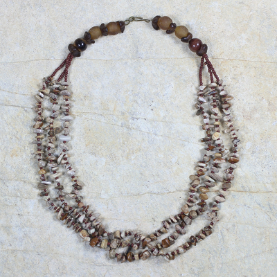 Agate and tiger's eye beaded necklace, 'Elegance' - Agate and Tiger's Eye Beaded Necklace