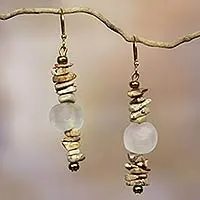 Agate dangle earrings, 'Currency' - Handcrafted African Agate Earrings