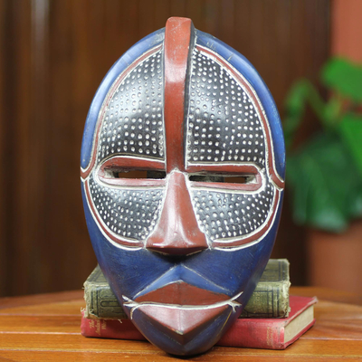 Afrikanische Holzmaske - Original afrikanische Maske, handgefertigt in Ghana