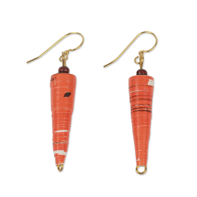 Handmade Orange Paper Recycled Earrings