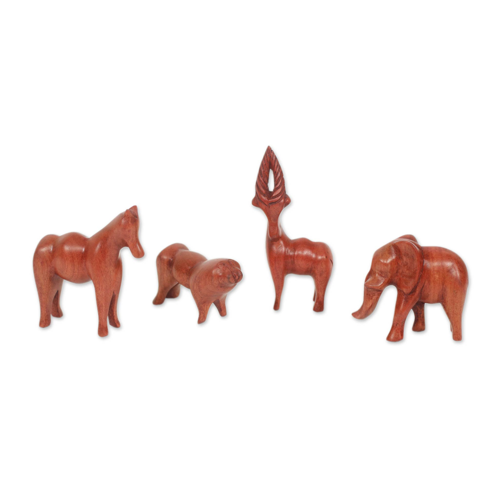 Artisan Crafted African Animal Sculptures (Set of 4) - African Animals ...