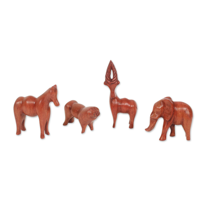 Artisan Crafted African Animal Sculptures (Set of 4)