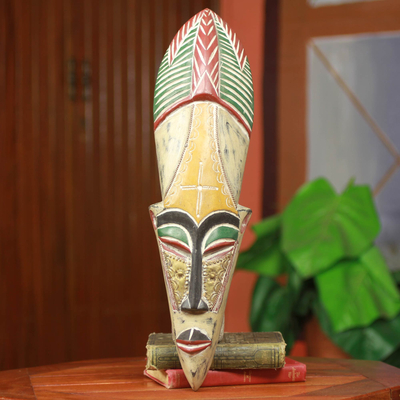 Máscara de madera africana - Máscara de danza africana hecha a mano de Ghana