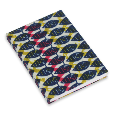 Cotton journal, 'Dancing Leaves' - Hand Crafted Journal with Cotton Cover and 60 Blank Pages