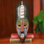 African beaded wood mask, 'Akan Authority' - Handcrafted Beaded African Mask from Ghana (image 2) thumbail