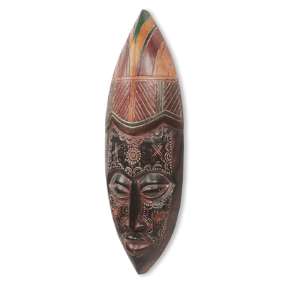 Máscara de madera africana - Máscara de madera africana de diseño original de comercio justo de Ghana