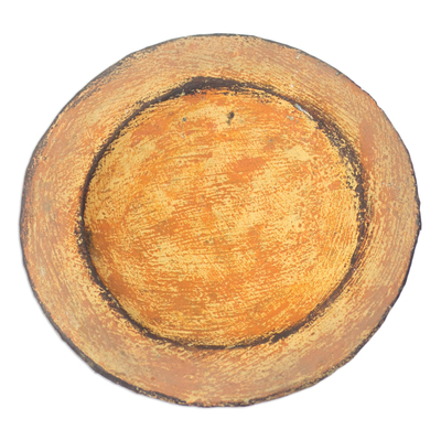 Ceramic catchall, 'Brown Ewe Agbah' - Hand Crafted Aged Ceramic Catchall For Decorative Use Only