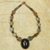 Tiger's eye beaded necklace, 'Ahemaa Tumi' - Horn Pendant on Tiger's Eye Soapstone Beaded Necklace thumbail