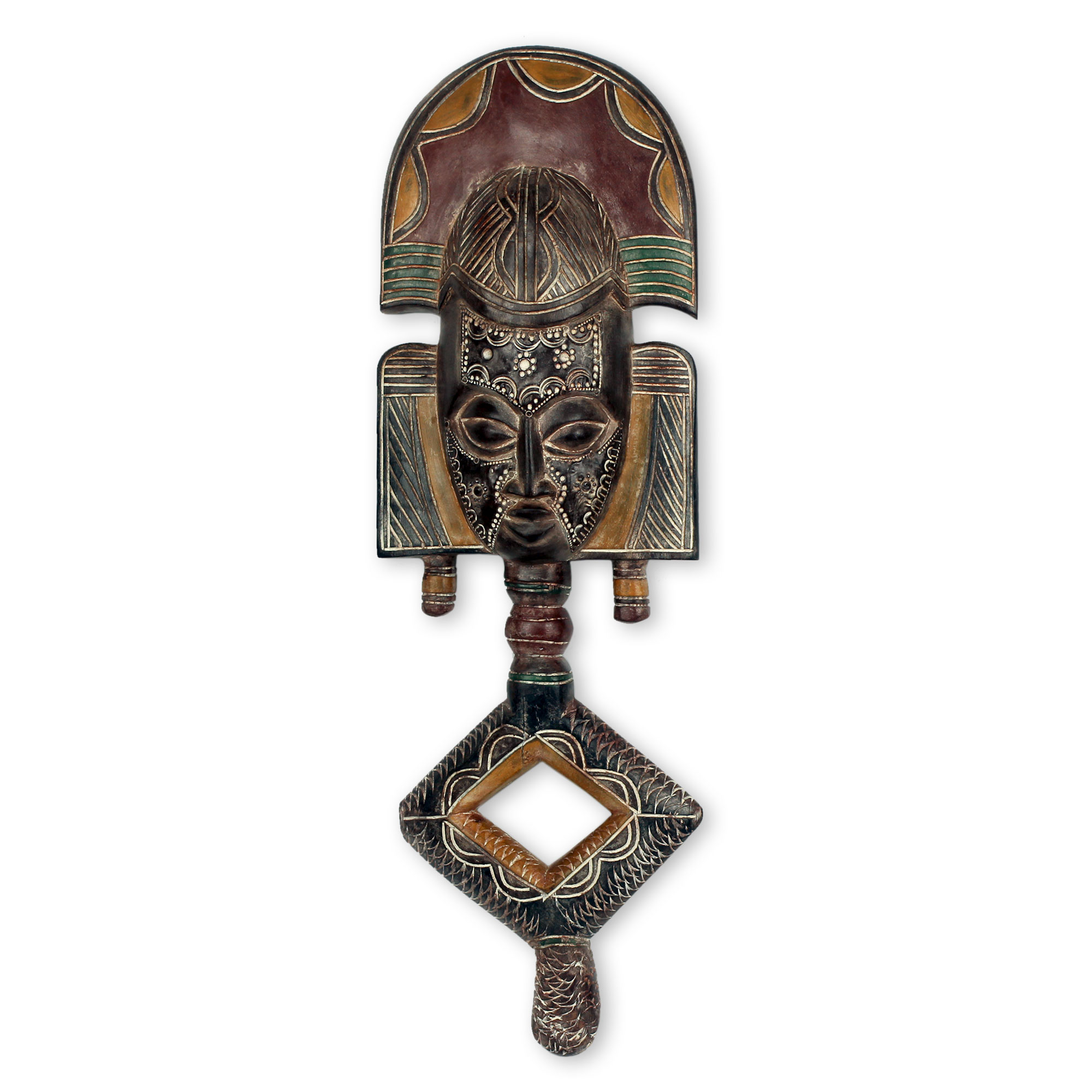 Unique African Mask Handcrafted from Wood and Metal - Ossyeba Reliquary ...
