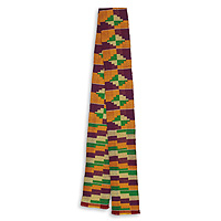 Cotton blend kente scarf, 'Wisdom for Two' (1 strip) - One Strip Handwoven Yellow and Purple African Kente Scarf