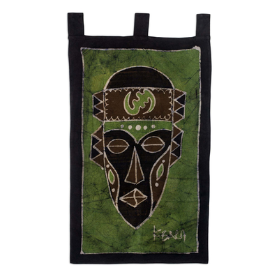 Handcrafted Cotton Batik Green Wall Hanging from Ghana
