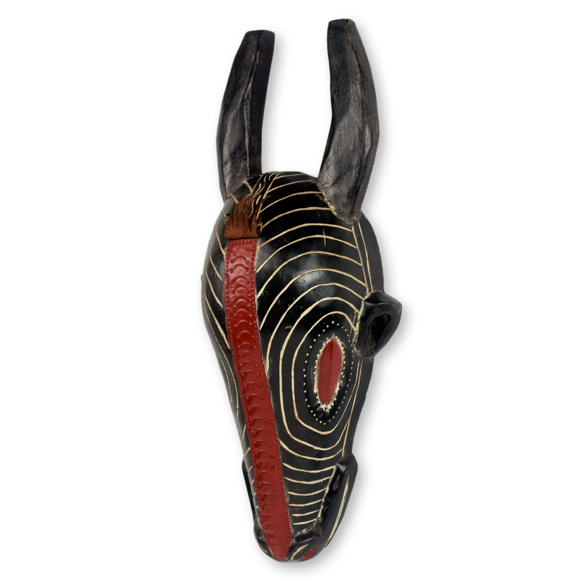 Artisan Carved Animal Theme African Mask from Ghana - Horned Zebra | NOVICA