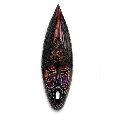 African mask, 'Talkative' - Handmade Beaded Wood Authentic African Mask