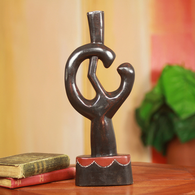Wood sculpture, 'Ashanti Protector of the King' - Modern Style Hand Carved Ashanti Wood Sculpture