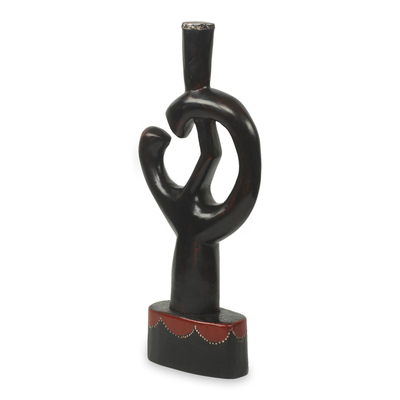 Wood sculpture, 'Ashanti Protector of the King' - Modern Style Hand Carved Ashanti Wood Sculpture