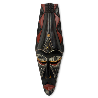 Afrikanische Holzmaske, 'Adanaya' - Fair gehandelte afrikanische dekorative Holzmaske aus Ghana