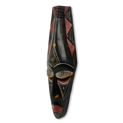 Máscara de madera africana - Máscara de madera decorativa africana de comercio justo de Ghana