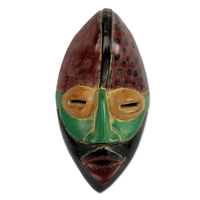 Máscara africana - Máscara africana rústica tallada a mano de Ghana