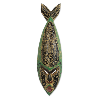 Máscara africana - Máscara africana artesanal con tema de pescado