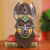 Máscara de madera con cuentas africanas - Máscara de paloma de madera africana con cuentas de vidrio reciclado de Ghana