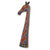 African beaded wood carving, 'Psychedelic Giraffe' - Beaded African Wood Wall Carving in Orange and Blue thumbail