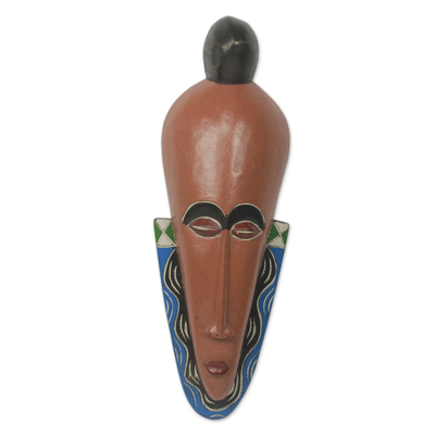Modern Colorful Hand Carved African Mask from Ghana