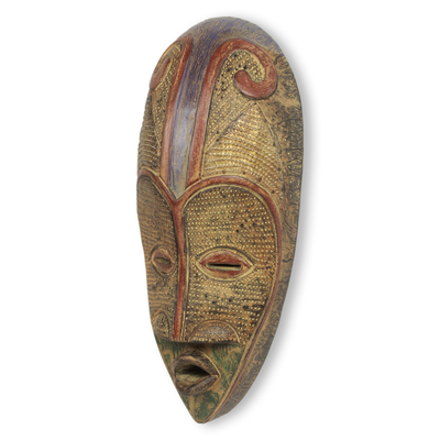 African wood mask, 'Inner Beauty' - African Beauty Mask Carved by Hand of Local Wood