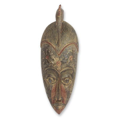African wood mask, 'Victory' - Fair Trade African Mask Carved by Hand in Ghana