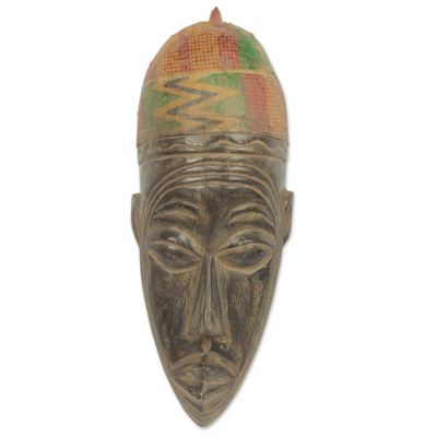 Afrikanische Maske - Mossi Tribe Handgeschnitzte afrikanische Maske mit Kente-Stoff
