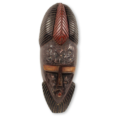 African Royal Mask Original Akan King Wood Art