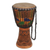 Wood djembe drum, 'Joyous Beat' - Authentic Handcrafted African Djembe Drum with Kente Cloth