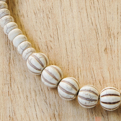 Beaded agate necklace, 'Truest Heart' - Fair Trade African Cream-Colored Agate Beaded Necklace
