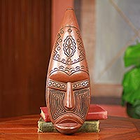 Máscara de madera africana, 'Shikatse' - Máscara de madera africana de hombre rico Diseño original de Ghana